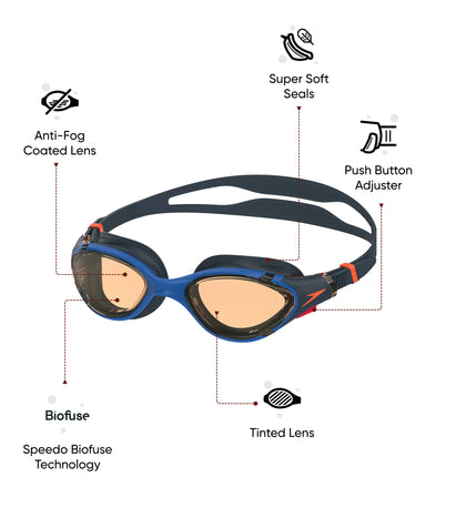 Unisex Adult Biofuse 2.0 Anti Fog Coated Lens Swim Goggles - Dark Blue