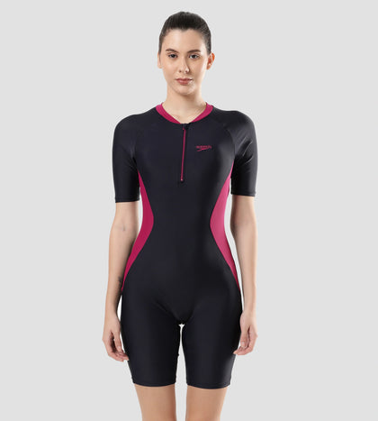 Women's Endurance 10 Essential Panel Kneesuit Swimwear - True Navy & Berry