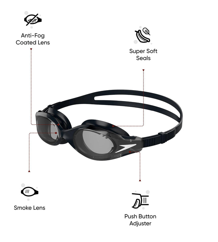 Unisex Adult Hydrosity 2.0 Anti Fog Coated Lens Swim Goggles - Black & Grey