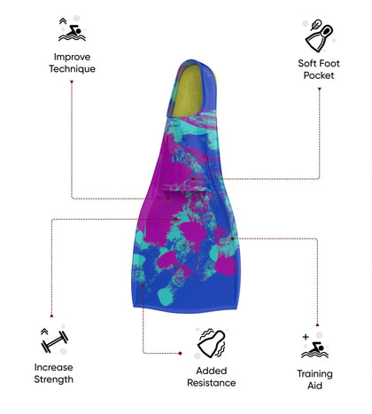 Unisex Adult Long Blade Fitness Fin 400 For Men and Women - Blue