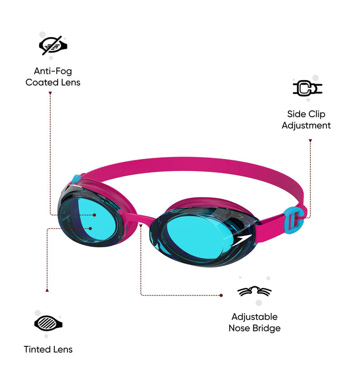 Unisex Kids Jet 2.0 Anti Fog coated lens Swim Goggles (Age Range - 6-14 Years) - Pink & Blue