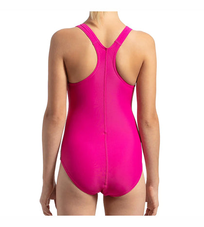Girl's Endurance Lycra Racerback Swimwear - Electric Pink & True Navy_4