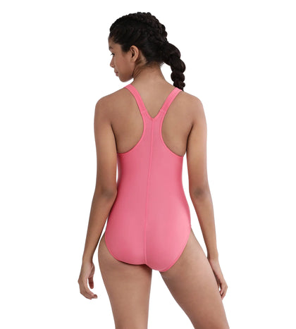 Girl's Lycra Racerback Swimwear - Fandango Pink & Black_4