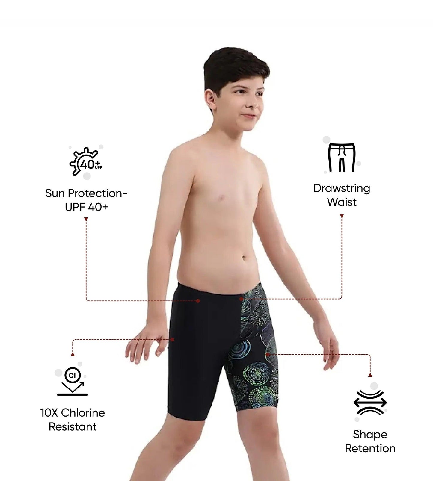 Boy's Endruance 10 Digital Print Jammer - True Navy & Aquarium