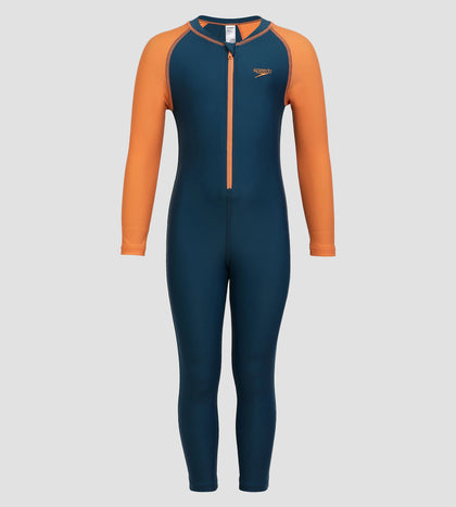 Tots Recycled Endurance 10 All In One Suit For Boys and Girls - Dark Teal & Sweet Apricot