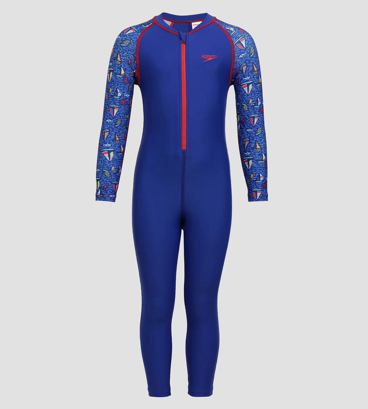 Boy's Recycled Endurance 10 Printed All In One Suit - True Cobalt & Picton Blue