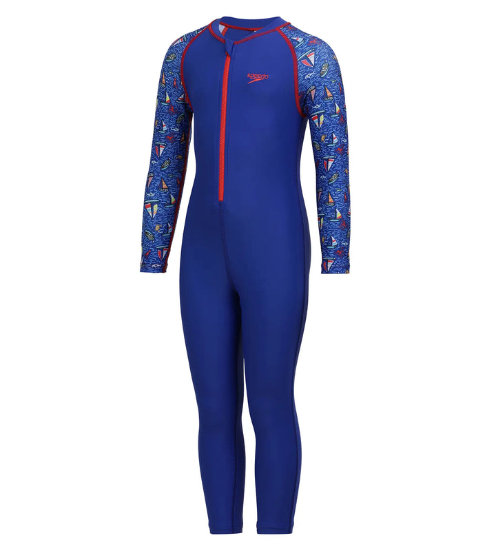 Boy's Endurance Printed All In One Suit Endurance  - True Cobalt & Picton Blue_2