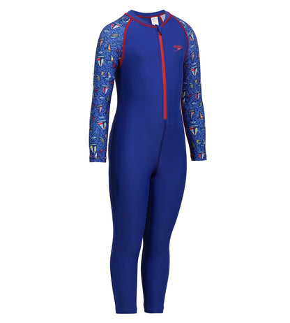 Boy's Endurance Printed All In One Suit Endurance  - True Cobalt & Picton Blue_3