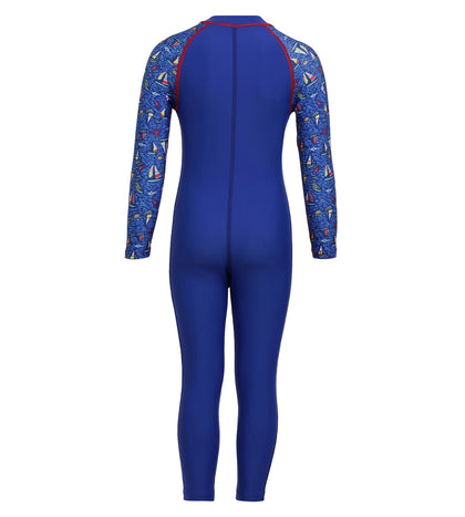 Boy's Endurance Printed All In One Suit Endurance  - True Cobalt & Picton Blue_4