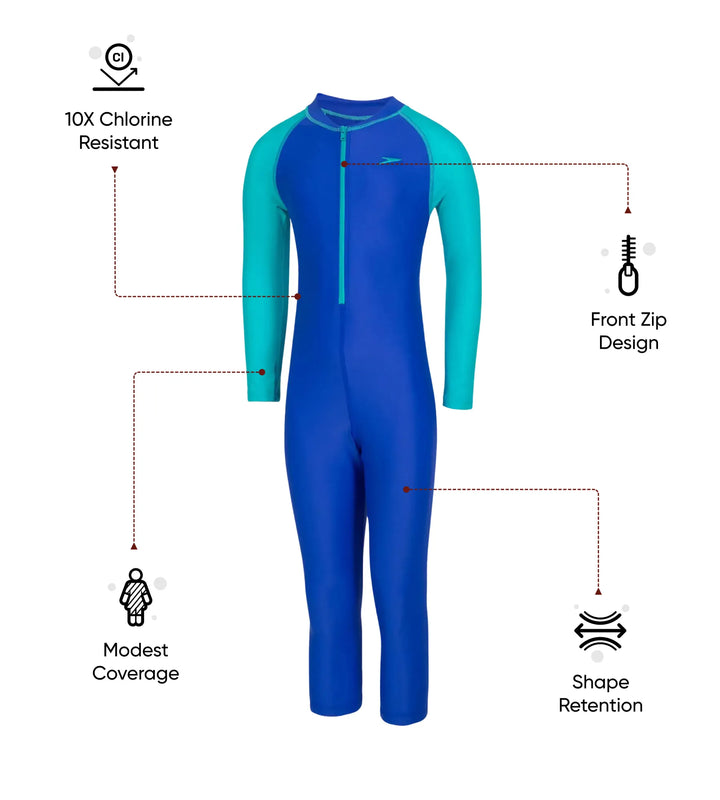 Boys Endurance 10 Essential All In One Suit - True Navy & Coral