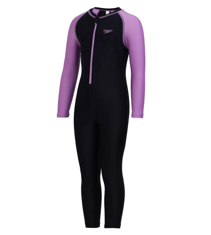 Girl's Endurance All In one Full Body Suit Swimwear - Truenavy & Sweet Purple_2