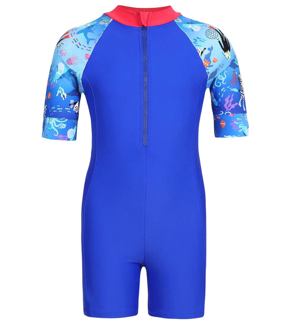 Girl's Endurance Essential All In One Suit - Rasberry Fill & Cobalt_4
