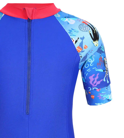 Girl's Endurance Essential All In One Suit  - Rasberry Fill & Cobalt_5
