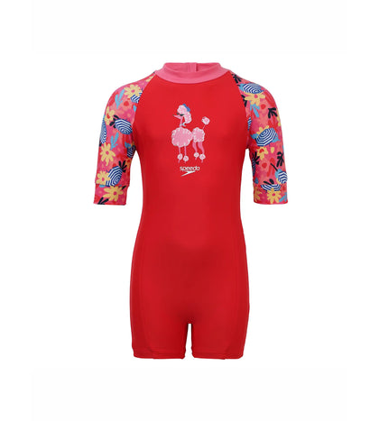 Girl's Endurance Essential All In One Suit - Risk Red & Summer Yellow_1