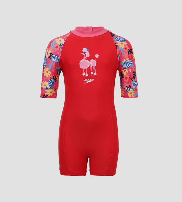 Girls Endurance 10 Essential All In One Suit - Risk Red & Summer Yellow