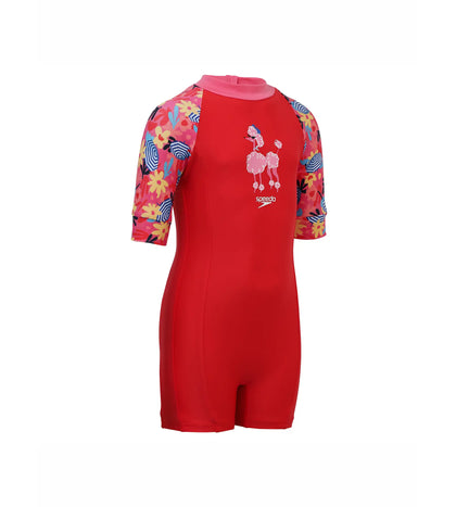 Girl's Endurance Essential All In One Suit - Risk Red & Summer Yellow_3