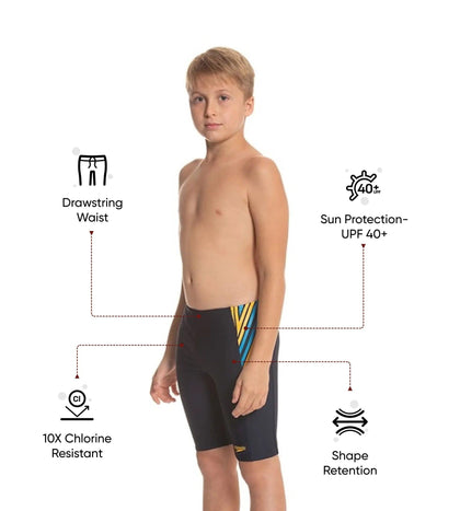 Boy's Endurance 10 Logo Panel Jammer - True Navy & Mango