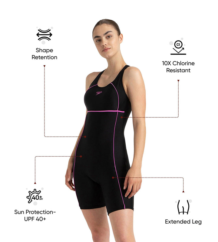 Women's Endurance10 Classic Racerback Legsuit - Black & Neon Violet