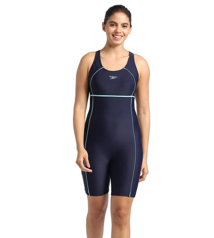 Women's Endurance Classic Racerback Legsuit Swimwear  - Truenavy  &  Marine Blue_6