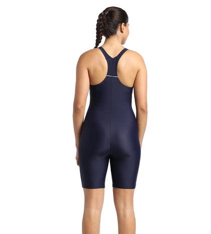 Women's Endurance Classic Racerback Legsuit Swimwear  - Truenavy  &  Marine Blue_4
