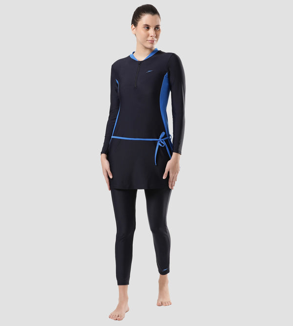 Women's Endurance 10 Two Piece Full Body Suit Swimwear - True Navy & Bondi Blue