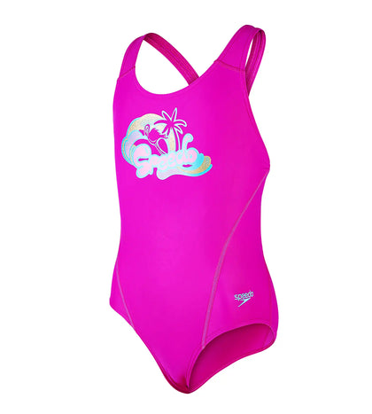 Girl's Logo Placement Splashback Swimwear - Diva & Princess Pink_4