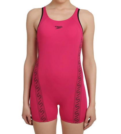 Women's Endurance+ Monogram Legsuit Swimwear - Magenta & Black_5