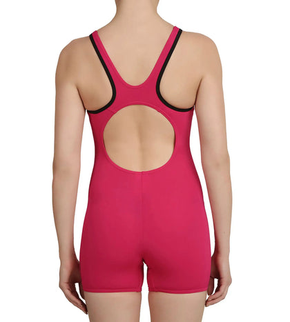 Women's Endurance+ Monogram Legsuit Swimwear - Magenta & Black_4