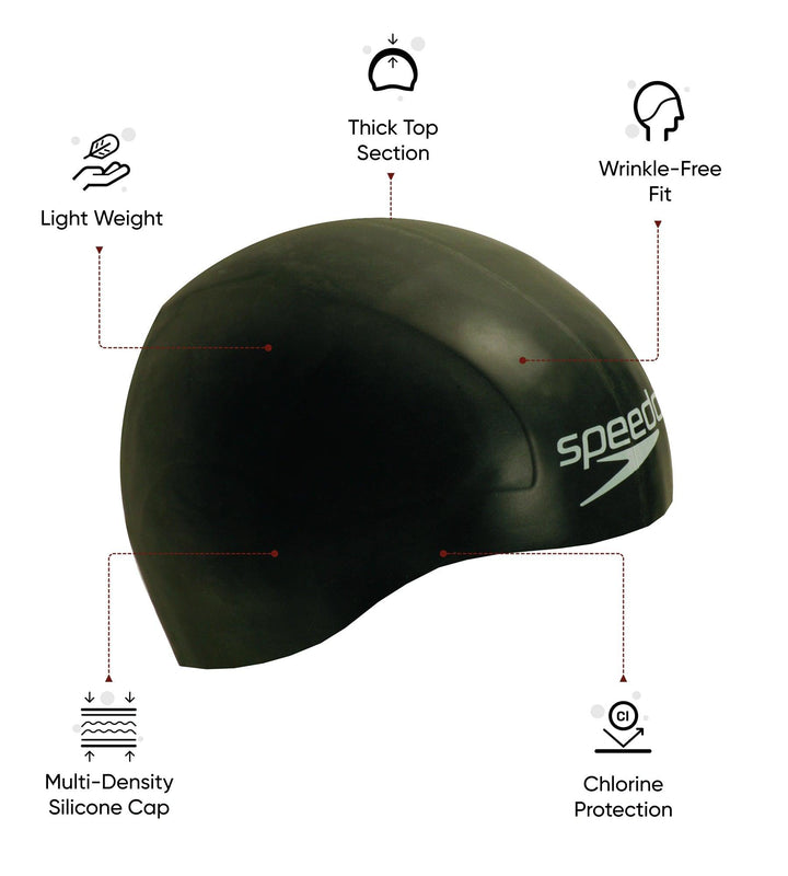 Unisex Aqua V Drag Reducing Racing Swim Cap For Men and Women - Black