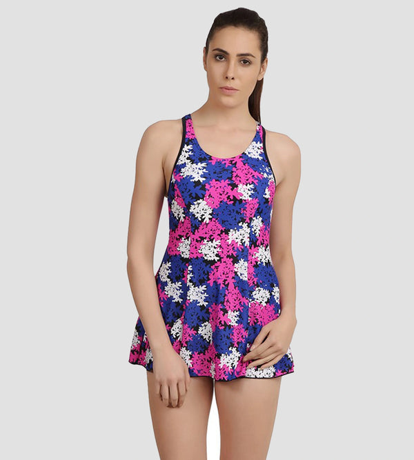Women's Endurance 10 Printed Swimdress - Navy & Ecstatic