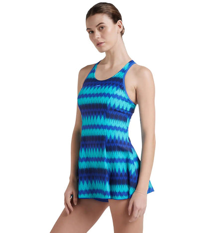 Women's Endurance10 Racerback Swimdress With Boyleg - Deep Indigo & Deep Peri