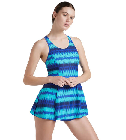 Women's Endurance10 Racerback Swimdress With Boyleg - Deep Indigo & Deep Peri