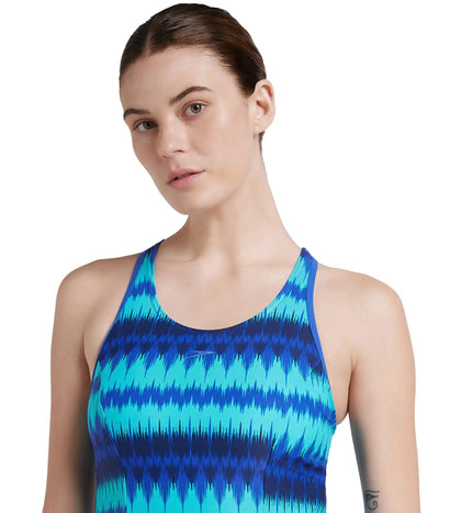 Women's Endurance10 Racerback Swimdress With Boyleg - Deep Indigo & Deep Peri