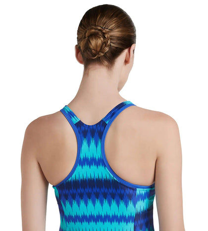 Women's Endurance10 Racerback Swimdress With Boyleg - Deep Indigo & Deep Peri