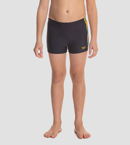 Boy's Endurance 10 Logo Panel Print Aquashort - True Navy & Mango