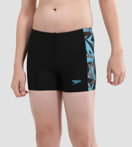 Boy's Endurance 10 Hyperboom Panel Print Aquashort - Black & Bolt