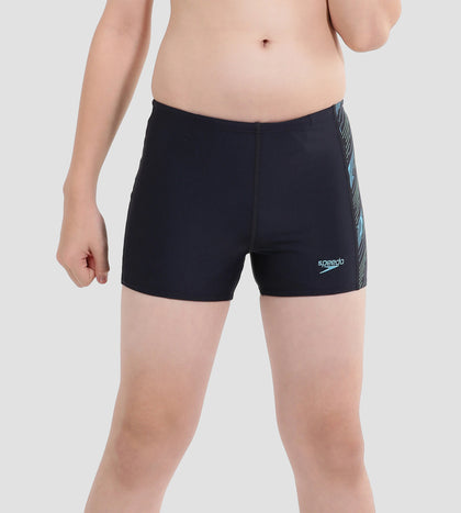 Boy's Endurance 10 Hyperboom Panel Print Aquashort - True Navy & Harlequin Green