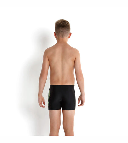 Boy's Endurance Jumpin Fun Placement Panel Aquashort - Black & Fluo Green_4