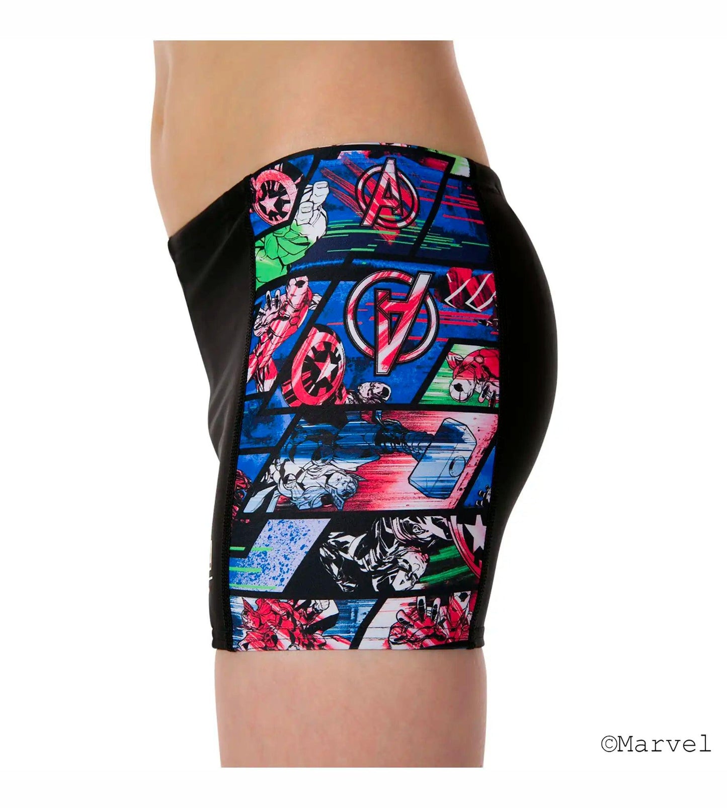 Boy's Marvel Avengers Panel Aquashort - Black & Neon Blue_5