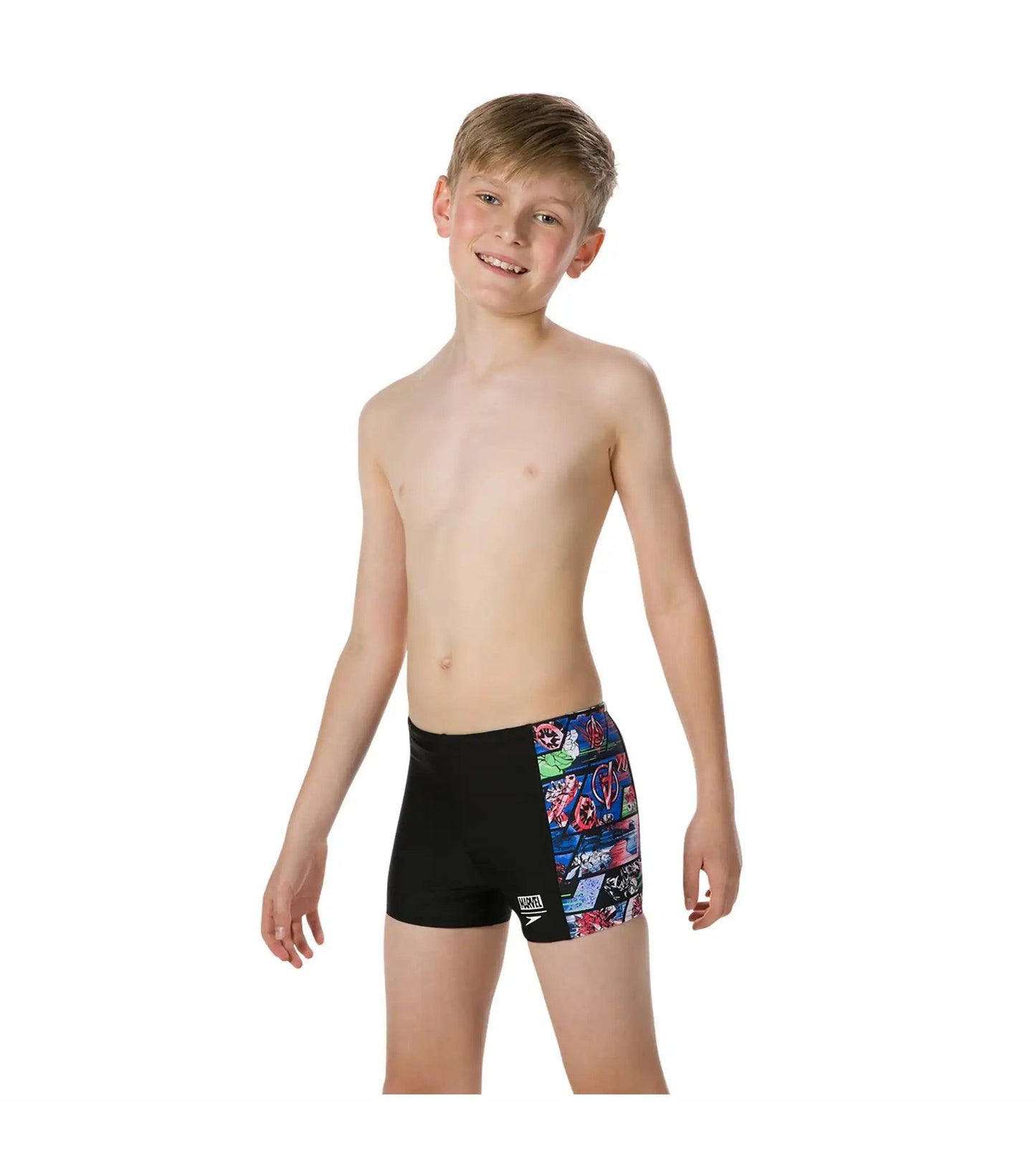 Boy's Marvel Avengers Panel Aquashort - Black & Neon Blue_2