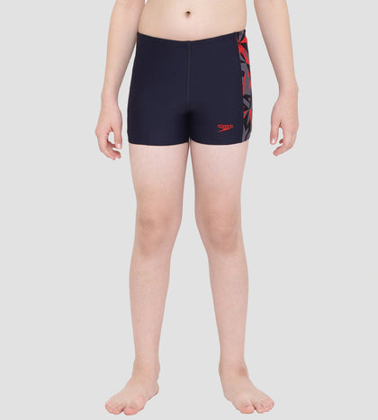 Boy's Endurance 10 Hyperboom Panel Aquashort - True Navy & Fed Red