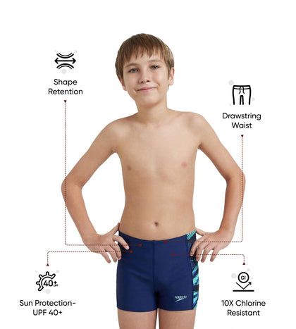 Boy's Endurance10 Hyperboom Panel Print Aquashort - Harmony, True Navy & Cobalt Pop