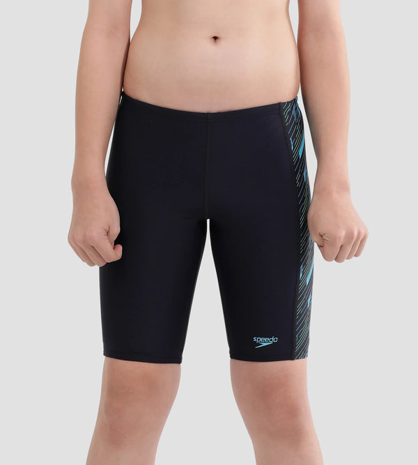 Boy's Endurance Hyperboom Panel Print Jammer - True Navy & Harlequin Green