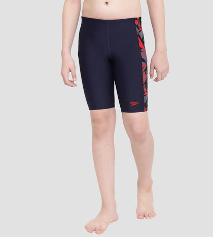 Boy's Endurance 10 Hyperboom Panel Print Jammer - True Navy & Fed Red