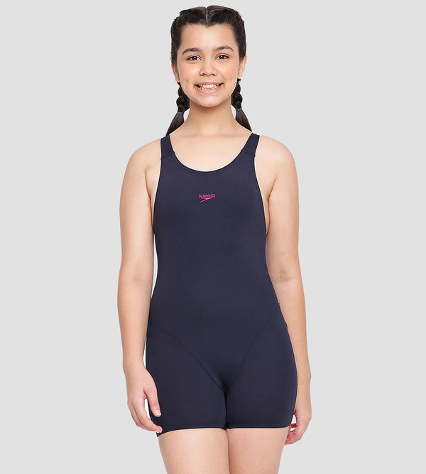 Girl's Endurance+ Essential Legsuit Swimwear - True Navy & Berry