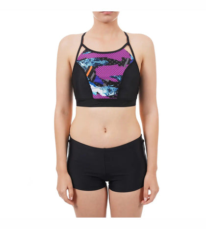 Women's Inject Wave Crop Top H20 Active - Black & Vgrey_6
