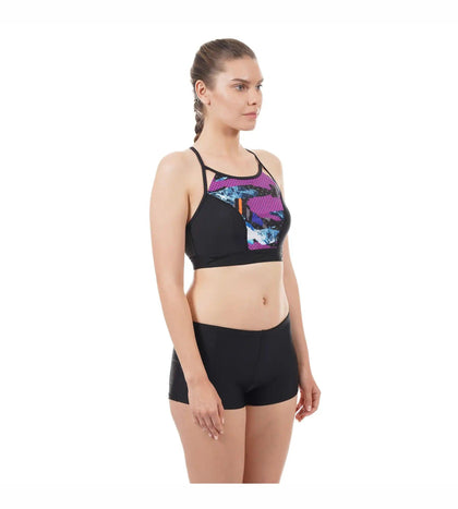 Women's Inject Wave Crop Top H20 Active - Black & Vgrey_3