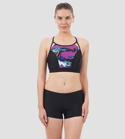 Women's Inject Wave Crop Top H20 Active - Black & Grey