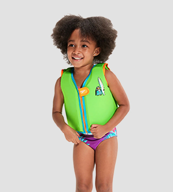 Chima Penguin Print Swim Confidence Float Vest For Tot's - Green & Blue