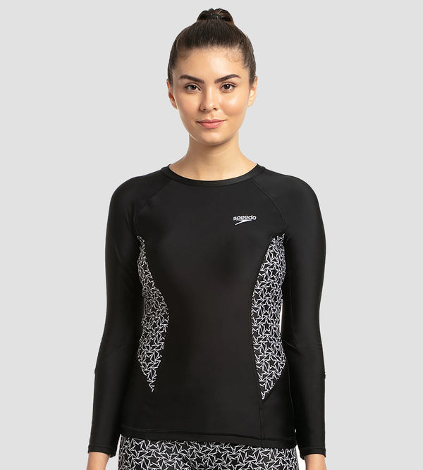 Women's Endurance Boomstar Printed Long Sleeve Suntop - Black & White